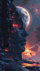Naklejka premium Cosmic Alignment of Planets Forming the Bitcoin Symbol Showcasing the Universal Adoption of Cryptocurrency in Finance