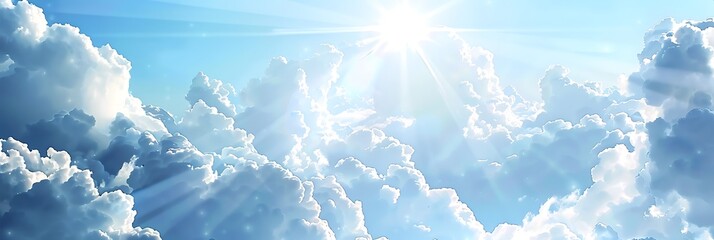Tranquil Spring Sky, Heavenly White Clouds on Blue Canvas, Serene Atmosphere