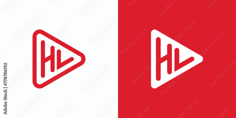 Poster vector logo design for the initials letter h l in a triangular shape with a modern, simple, clean an