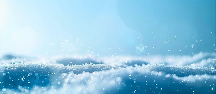 Beautiful ultrawide background image of light snowfall falling over of snowdrifts, Ai generate