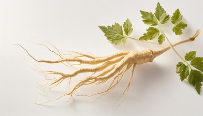 ginseng plant isolated on white background medical wild ginseng root