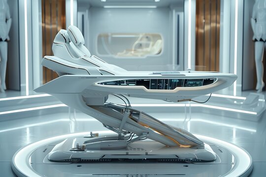 Futuristic Cybernetic Desk with Levitating Technology for Optimized Efficiency and Productivity