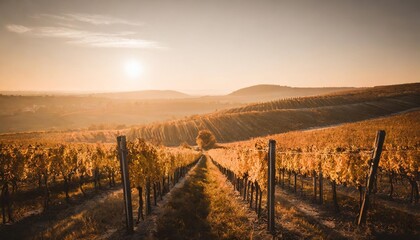 autumn in moravian vineyards near velke bilovice in czech republic - obrazy, fototapety, plakaty