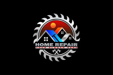 Home service, home repair, Construction Building logo design template