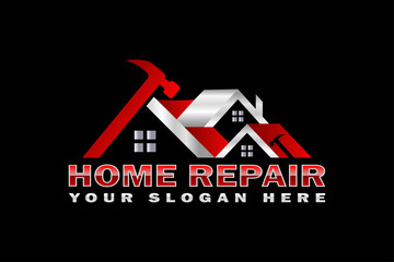Home service, home repair, Construction Building logo design template