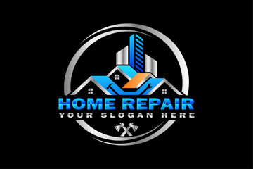 Fototapeta na wymiar Home service, home repair, Construction Building logo design template