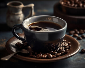 perfect hot Americano coffee in a plain mug cup