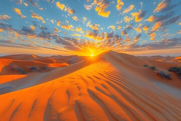 Sun Setting Over Sand Dunes