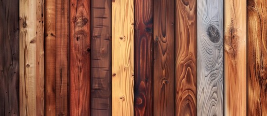 The picture showcases various types of wood, including hardwood planks in shades of brown, amber, and with different wood stains used for flooring and fixtures