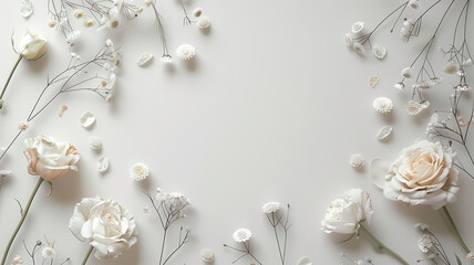 Floral Photography Backdrop Mockup, perfect for Wedding Product Background, copyspace, Flat Lay style