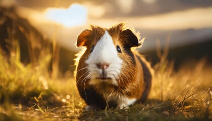 cute and lifelike 3d rendering of a guinea pig featuring adorable features and a playful expression perfect for adding a touch of cuteness to any project - obrazy, fototapety, plakaty