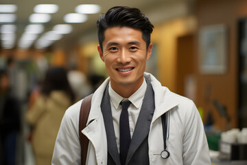 Obraz premium Young Financial Analyst in a Tailored Suit in a Corporate Office.