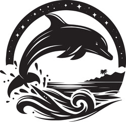 dolphin vector black and white