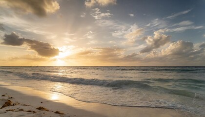 cancun coast with sun
