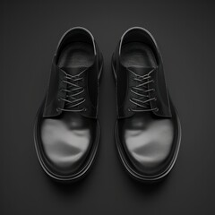 Blank black man classic shoes mockup, looped rotation, 3d rendering. Empty male casual classic shoes mock up rotating. Cleat fabric classic shoes with button and collar template. Generative AI