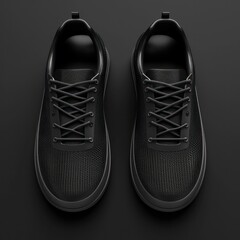 Blank black unisex classic shoes mockup, looped rotation, 3d rendering. Generative AI