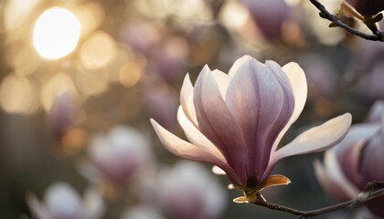 purple magnolia liliiflora in full bloom closeup nature background in spring