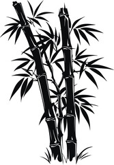 Fototapeta premium Bamboo silhouette on white background, Black bamboo stems Vector illustration