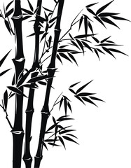 Bamboo silhouette on white background, Black bamboo stems Vector illustration