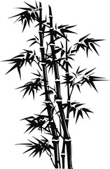 Obraz premium Bamboo silhouette on white background, Black bamboo stems Vector illustration