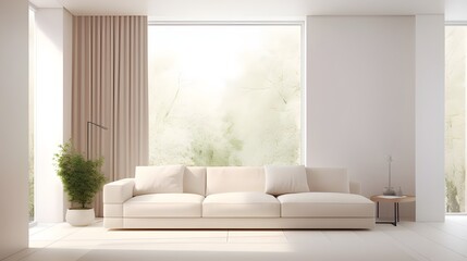 Fundo interior estilo de vida em casa parede de concreto cinza almofada moderna sofá vivo chão da sala escandinavo Generative AI
