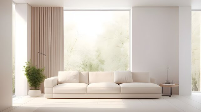 Fundo interior estilo de vida em casa parede de concreto cinza almofada moderna sof&aacute; vivo ch&atilde;o da sala escandinavo Generative AI
