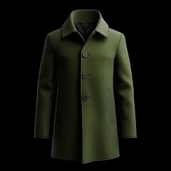 Blank green man coat mockup, looped rotation, 3d rendering. Empty male casual coat mock up rotating, isolated. Generative AI