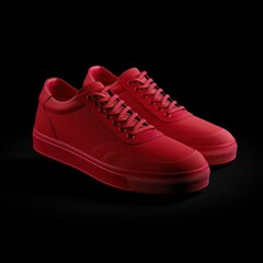 Blank red man sport shoes mockup, looped rotation, 3d rendering. Generative AI