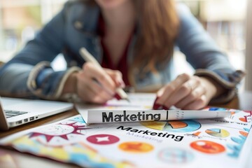 Fototapeta premium Utilizing Creative Advertising and Online Campaigns to Enhance Media Strategy: Strategic Approaches to Business Planning and Advertising for Improved Marketing Outcomes