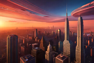 The Enchanting Tapestry of Lights: Exploring the Intricate Marvels of a Celestial Cityscape at Dusk with Generative AI