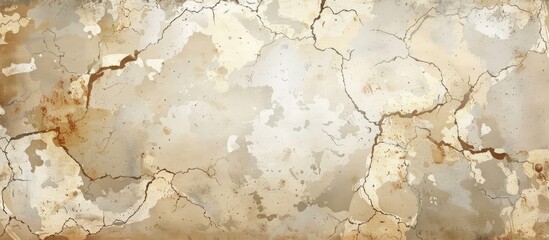 A closeup of a cracked wall with a marble texture, showcasing natural materials like limestone and bedrock in shades of brown, beige, and earthy soil