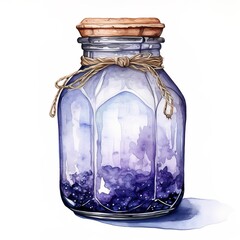 watercolor illustrations with magic glass vessels, potion bottles	
