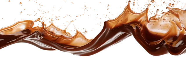 Fotobehang chocolate milk wave splash isolated on white background, delicious liquid, close up © Sabina Gahramanova