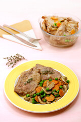 Pork loin with vegetables.