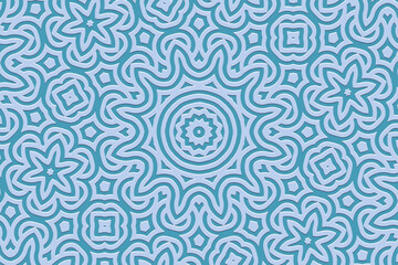 Embossed blue background, ethnic cover design. Geometric luxury 3D pattern. Tribal handmade style, doodling, boho. Ornamental vintage exoticism of the East, Asia, India, Mexico, Aztec, Peru. - obrazy, fototapety, plakaty
