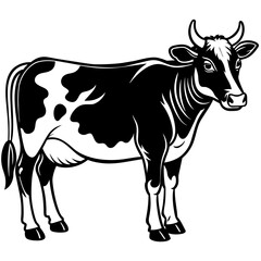 black cow silhouette vector illustration,icon,svg,cow characters,Holiday t shirt,Hand drawn trendy Vector illustration,cow on black background