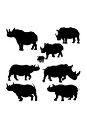 Rhinoceros mammal animal silhouettes