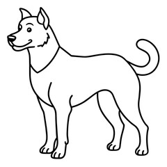      Dog vector illustration with line art.
