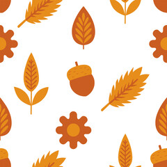 Obraz premium Autumn seamless pattern with plants