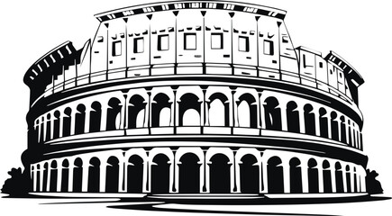 Ancient Colosseum, Ancient temple, Ancient columns vector illustration	