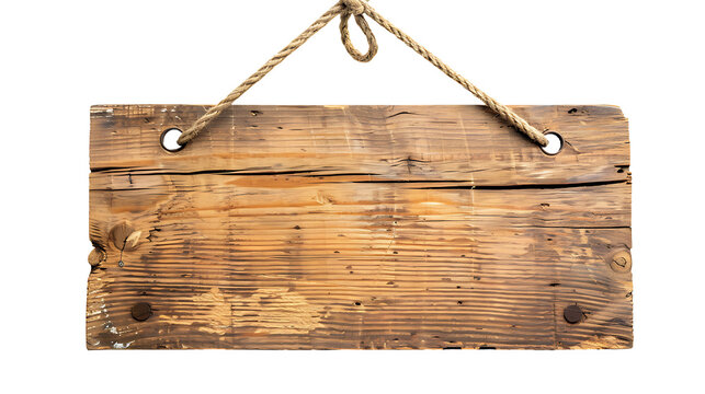 Wooden planks hanging retro vintage style. Isolated wooden board