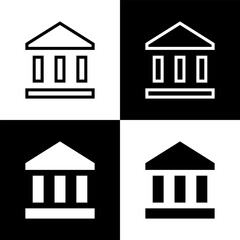 Bank building icon vector in simple style. Museum university concept