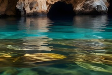 Water and rocks in a cave abstract detail background Generative AI