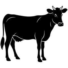 black cow silhouette vector illustration,icon,svg,cow characters,Holiday t shirt,Hand drawn trendy Vector illustration,cow on black background
