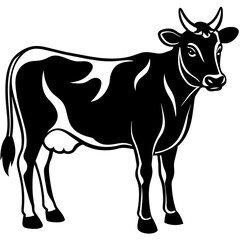 black cow silhouette vector illustration,icon,svg,cow characters,Holiday t shirt,Hand drawn trendy Vector illustration,cow on black background
