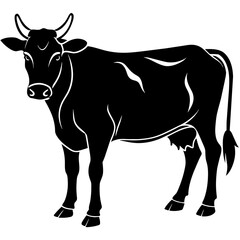 black cow silhouette vector illustration,icon,svg,cow characters,Holiday t shirt,Hand drawn trendy Vector illustration,cow on black background
