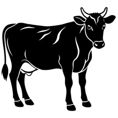 black cow silhouette vector illustration,icon,svg,cow characters,Holiday t shirt,Hand drawn trendy Vector illustration,cow on black background
