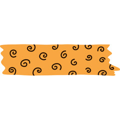 Cute clipart of washi tape stripe with squiggle pattern. Adhesive tape with colorful simple ornament. Aesthetic decorative scotch tape with ragged edges for scrapbook, planner, notebook, craft.