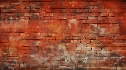 Orange red brown damaged rustic brick wall brickwork stonework masonry texture background banner panorama pattern template architecture
