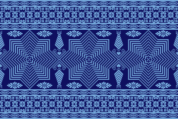 Geometric ethnic floral pixel art embroidery, Aztec style, abstract background design for fabric, clothing, textile, wrapping, decoration, scarf, print, wallpaper, table runner. - 778802182